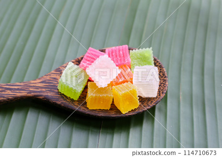 Colorful crispy jelly. Thai sweet dessert Colorful crispy jelly. Thai sweet dessert 114710673