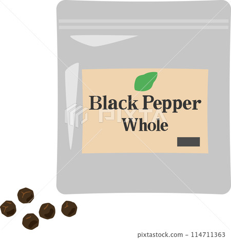 Bag of whole black pepper 114711363