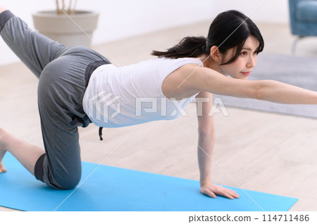 做瑜伽的女人 114711486