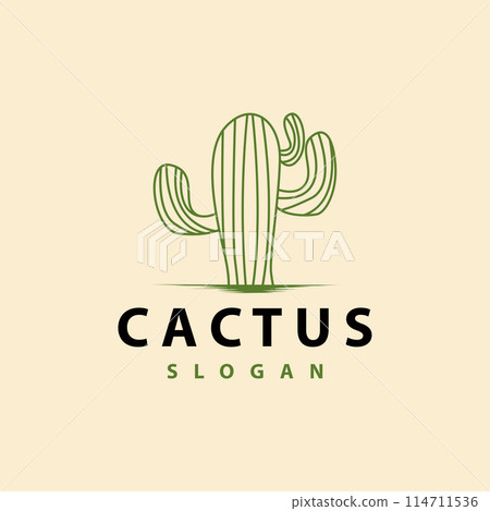 Cactus logo vector desert green plant design elegant style symbol Icon Illustration 114711536
