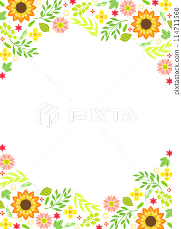 Flat and cute floral and plant frame background 114711560