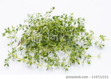 Fresh thyme on white background. Fresh thyme on white background. 114712313