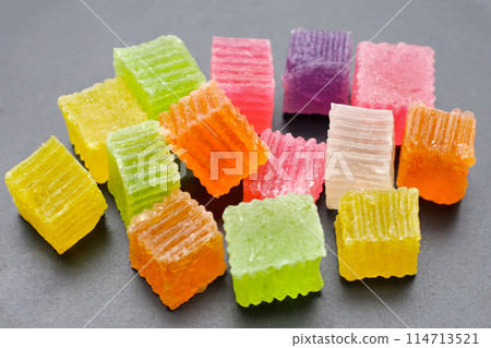 Colorful crispy jelly. Thai sweet dessert Colorful crispy jelly. Thai sweet dessert 114713521