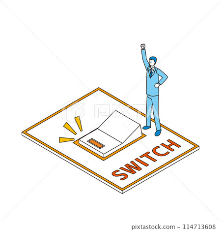 打開開關努力工作的商人 114713608