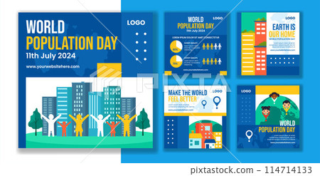 Population Day Social Media Post Flat Cartoon Hand Drawn Templates Background Illustration 114714133