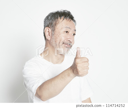 Middle-aged man portrait on white background 114714252