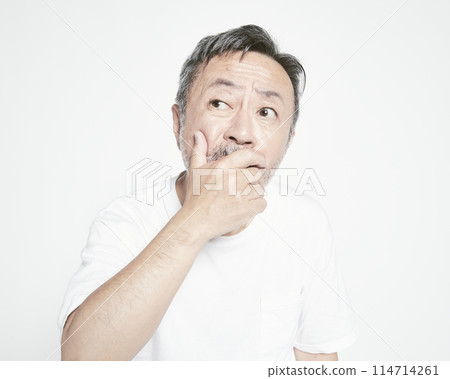 Middle-aged man portrait on white background Middle-aged man portrait on white background 114714261
