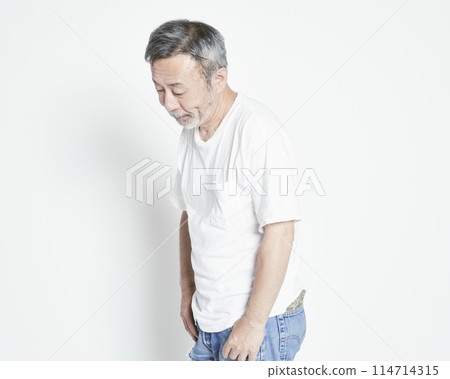 Middle-aged man portrait on white background Middle-aged man portrait on white background 114714315