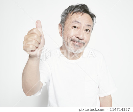 Middle-aged man portrait on white background Middle-aged man portrait on white background 114714337