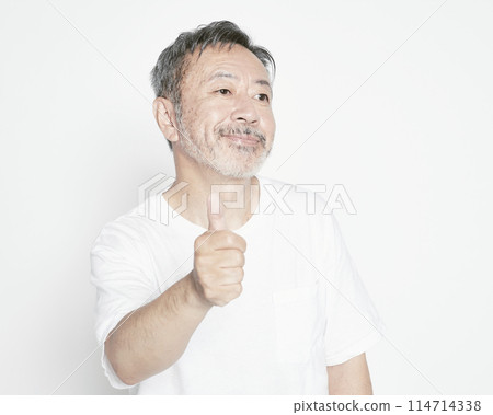 Middle-aged man portrait on white background Middle-aged man portrait on white background 114714338