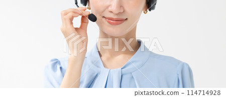 A woman with a headset A woman with a headset 114714928