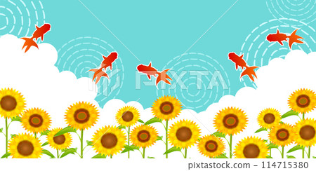 Sunflower Goldfish Summer Landscape Background Sunflower Goldfish Summer Landscape Background 114715380