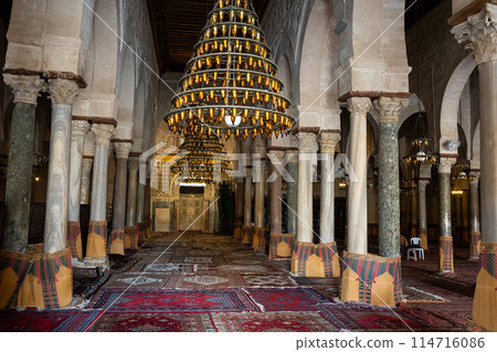 Interior of Great Mosque of Kairouan, Tunisia Interior of Great Mosque of Kairouan, Tunisia 114716086