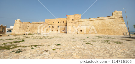 External view of quadrangular Mahdia Fort in Tunisia External view of quadrangular Mahdia Fort in Tunisia 114716105