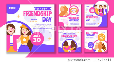 Friendship Day Social Media Post Flat Cartoon Hand Drawn Templates Background Illustration Friendship Day Social Media Post Flat Cartoon Hand Drawn Templates Background Illustration 114716311