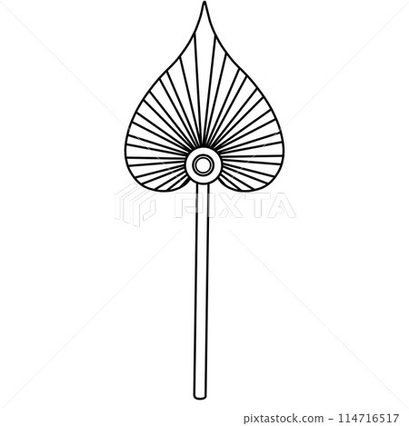 Bodhi leaf palm tree or Bodhi leaf shaped fan doodle Bodhi leaf palm tree or Bodhi leaf shaped fan doodle 114716517