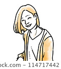 Simple watercolor illustration: Smiling woman 114717442