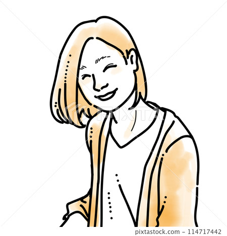Simple watercolor illustration: Smiling woman 114717442