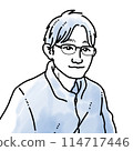 Simple watercolor illustration of a man wearing glasses 114717446