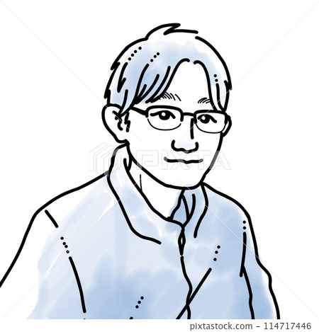 水彩風格簡單插畫戴眼鏡的男人 水彩風格簡單插畫戴眼鏡的男人 114717446