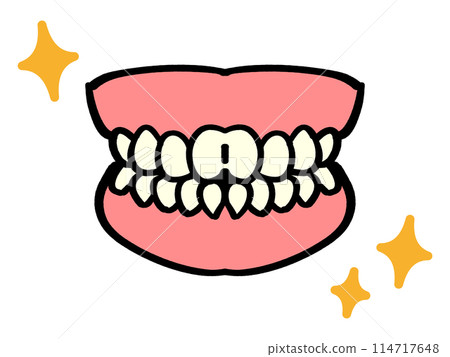 Cosmetic dentistry, white teeth dentures illustration material 114717648