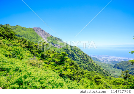Mount Unzen Fugen seen from Nita Pass in early summer, Unzen City, Nagasaki Prefecture Mount Unzen Fugen seen from Nita Pass in early summer, Unzen City, Nagasaki Prefecture 114717798