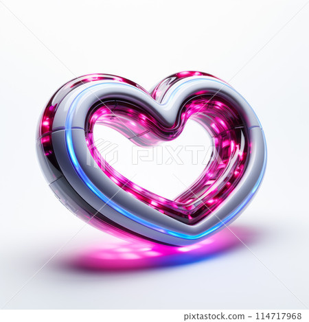 A heartshaped item is glowing with pink and blue lights 114717968