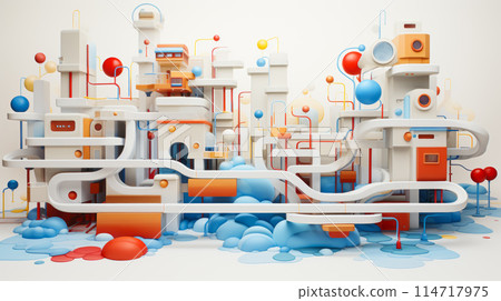 Navigate through a vibrant city maze filled with different features Navigate through a vibrant city maze filled with different features 114717975