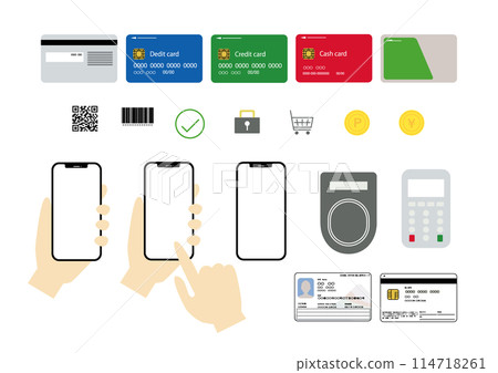Cashless illustration (new My Number card) set color 114718261