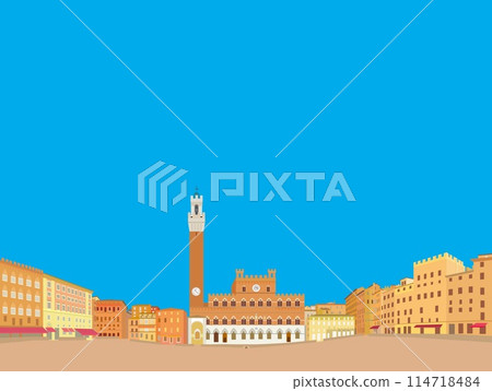 Piazza del Campo, Siena, Mangia Tower, City Hall 114718484