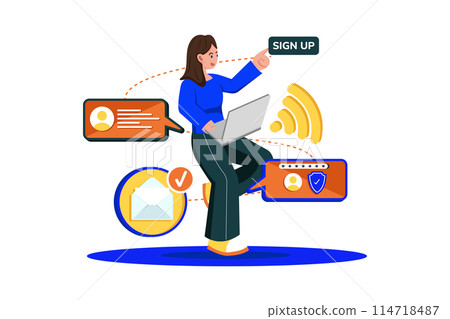 Users sign up for email service for online communication. 114718487