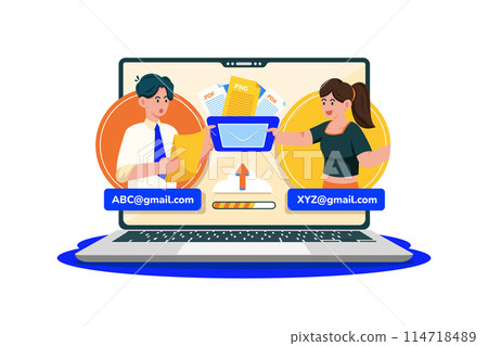 Email attachments facilitate file sharing and collaboration. 114718489