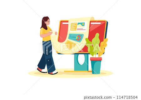 Copywriter creating SEO-optimized copy. 114718504