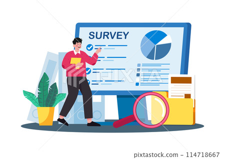Researchers collect data via online surveys. Researchers collect data via online surveys. 114718667