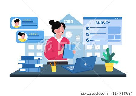 Educational institutions obtain student feedback. 114718684