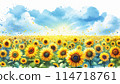 Sunflower field in watercolor style Sunflower field in watercolor style 114718761