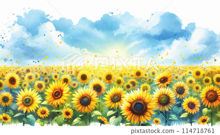 Sunflower field in watercolor style Sunflower field in watercolor style 114718761