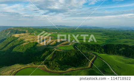 Magnificent landscape of the rising sun - drone aerial photography 114718922