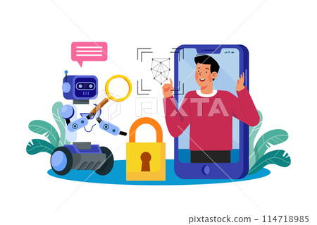 Facial recognition systems use AI for identification. Facial recognition systems use AI for identification. 114718985