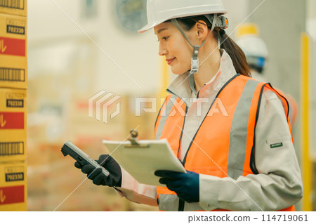 Logistics team working in warehouse Logistics team working in warehouse 114719061