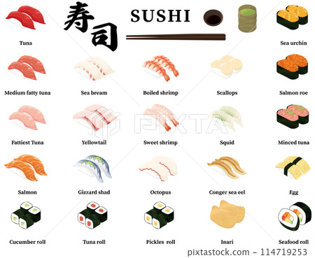 Sushi illustration set 114719253