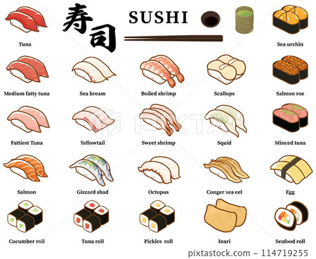 Sushi illustration set Sushi illustration set 114719255