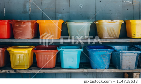 High-quality, durable plastic containers for storage. 114719638