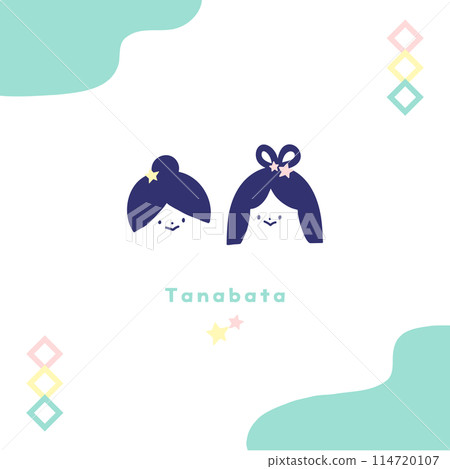 Cute hand-drawn Tanabata banner 01: Orihime and Hikoboshi design 114720107