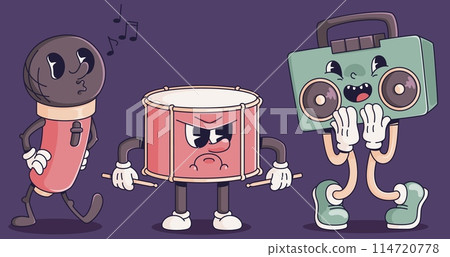 Retro music characters set isolated on background 114720778
