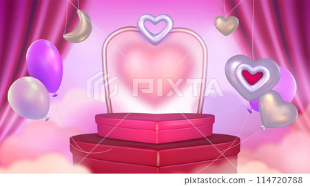Heart shaped red product podium Heart shaped red product podium 114720788