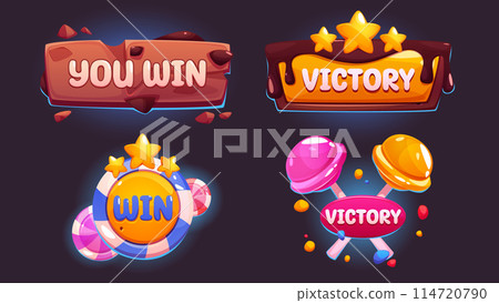Win level game ui design button for interface 114720790
