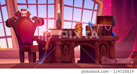 Pirate ship cabin interior design 114720814