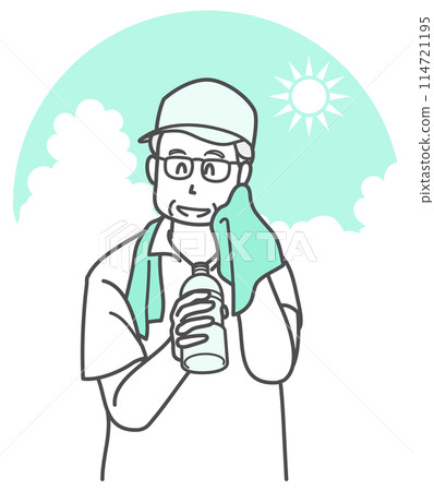 一位老人補水的插圖 114721195