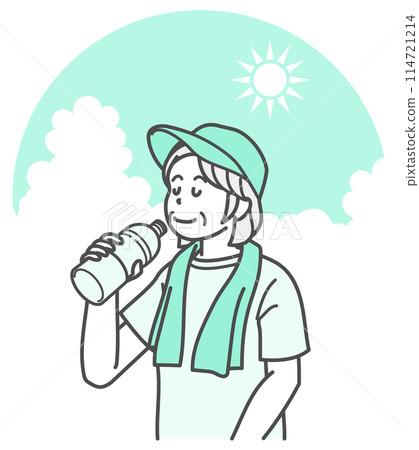一位高級女性補水的插圖 114721214